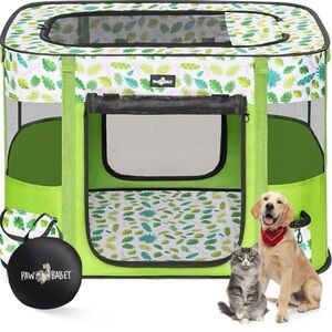 Paw Ballet Green and White Pet Playpen